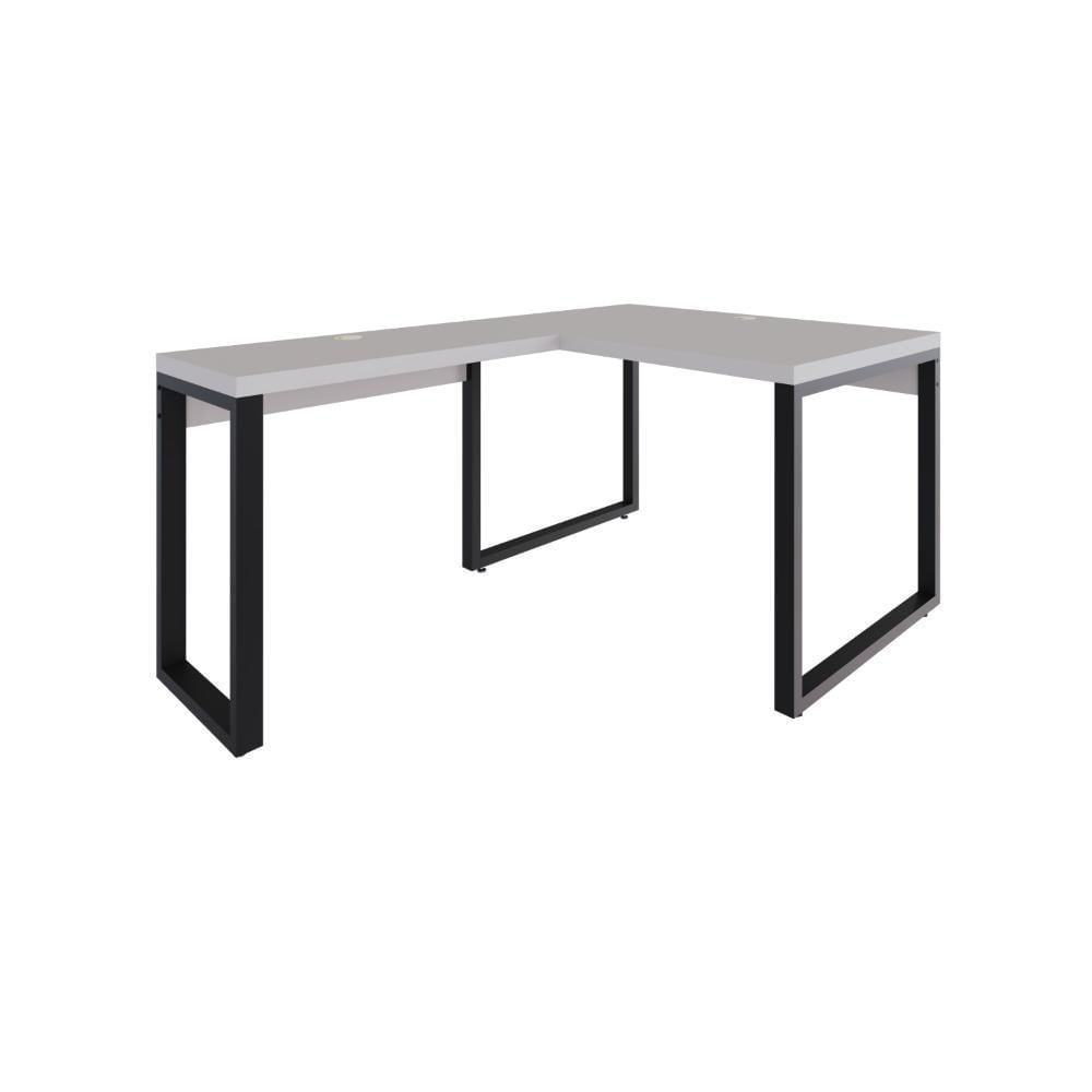 Mesa Em L Operacional 120x160x75cm Yon - Off White-est.preta Off White-est.preta