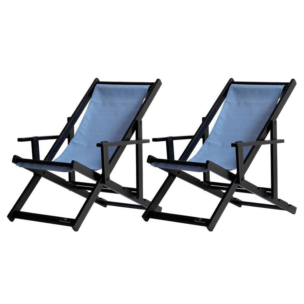 Kit 2 Espreguiçadeiras Dobrável Black Cb-azul