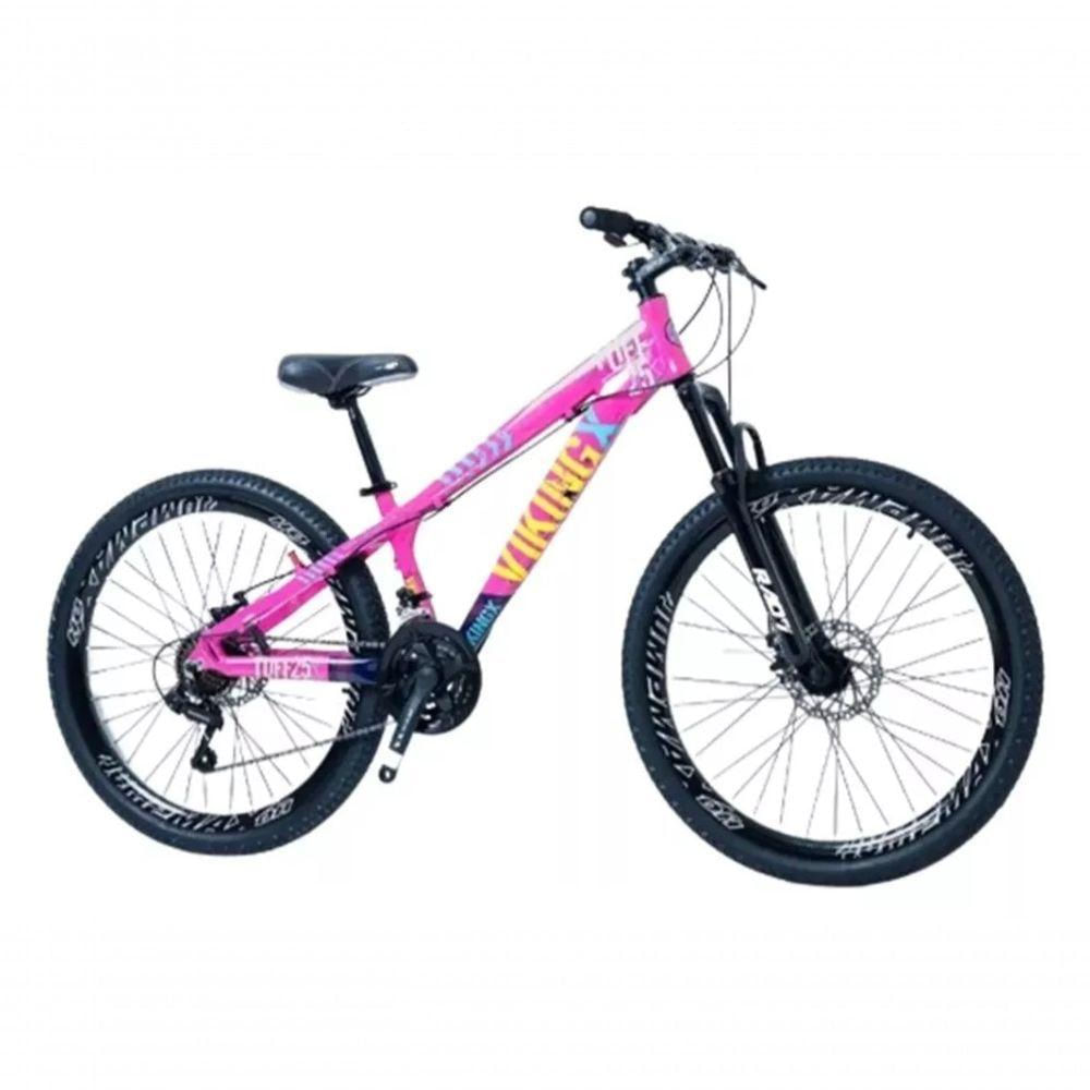 Bicicleta Vikingx Aro 26 Câmbios Shimanos 21v Rosa Azul