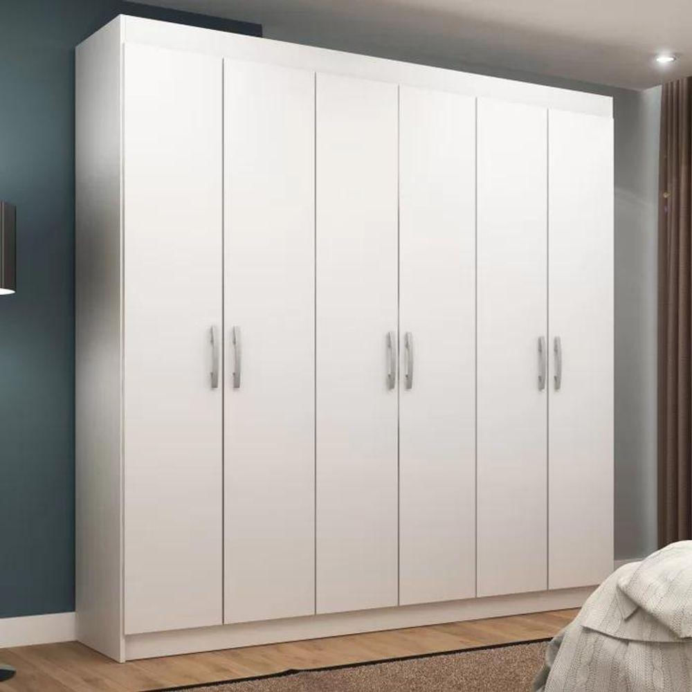 Guarda Roupa Casal Montreal 6 Portas 2 Gavetas Internas - Branco Branco