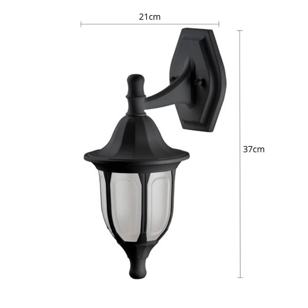 2 Arandelas com Suporte Superior Termoplástico Preto Modena Luminárias de Parede Dital