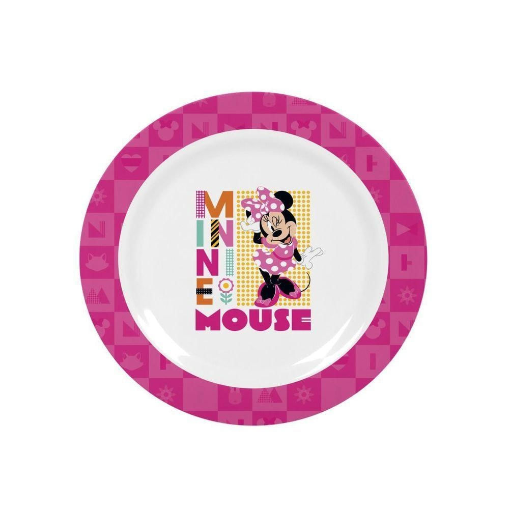 Kit Refeição Infantil Minnie Disney 3 Peças Prato, Tigela E Copo 3d 360ml