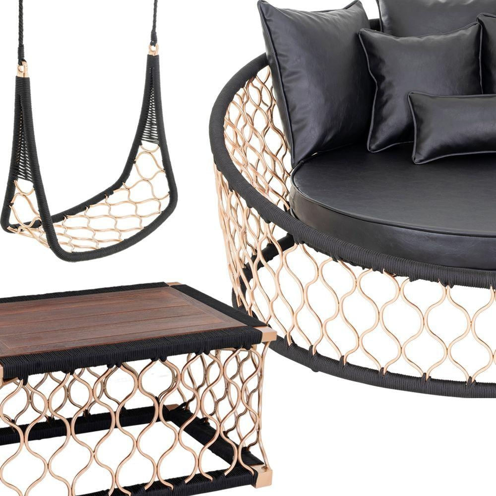 1 Chaise Almofadas Balanço Mesa Corda Náutica