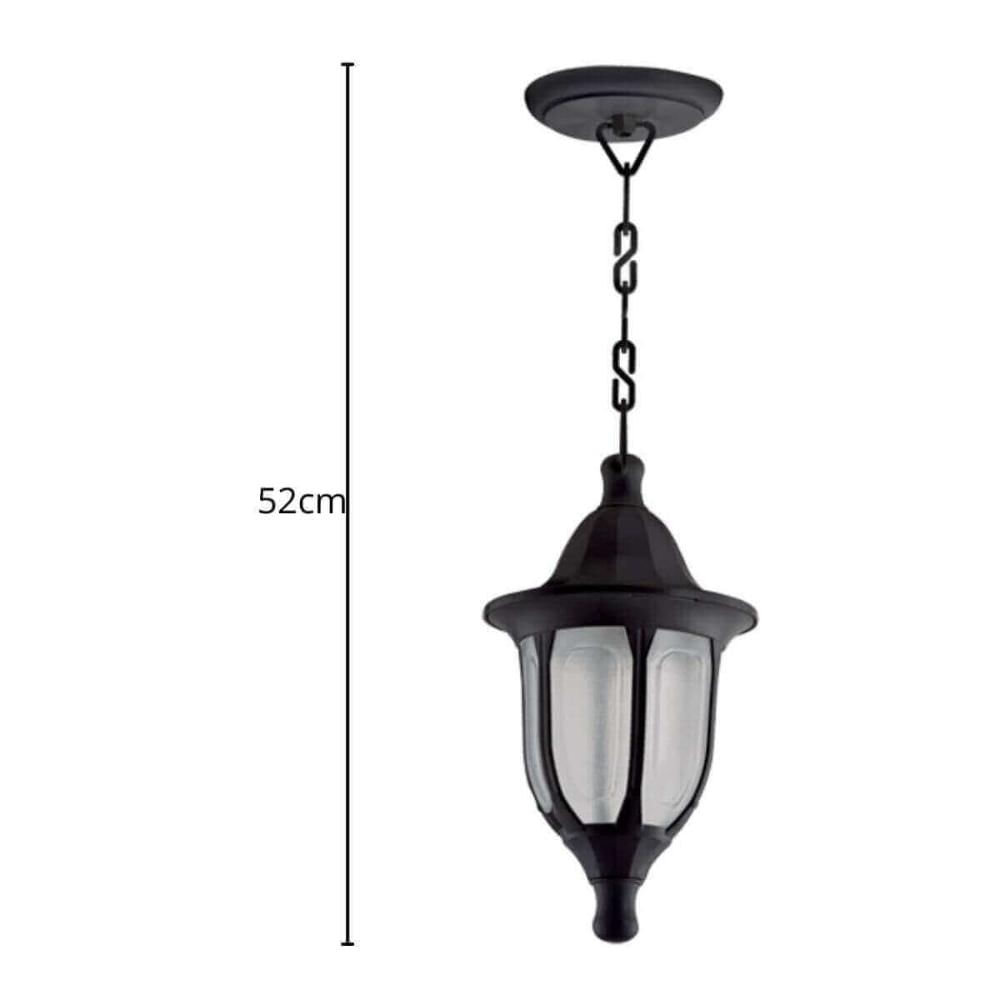 Conjunto 8 Luminárias Pendentes Pretas de Teto Termoplástico Lente Fosca Lâmpada E27 Dital