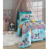 Jogo de Cama Solteiro Love Panda Vivaldi Verde