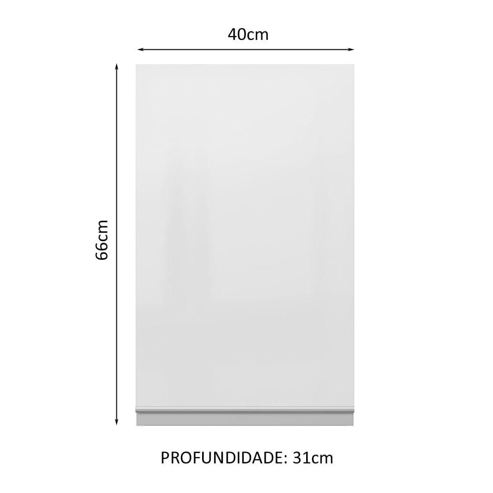 Armário Aéreo Madesa Acordes 100% MDF 40 cm - Porta Branco Brilho Branco