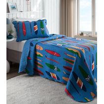 Colcha Solteiro Bouti Infantil Microfibra Rozac Azul