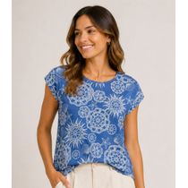 Blusa Feminina Estampada Rovitex Azul