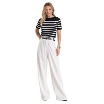 Blusa Feminina Em Tricot Listrado Dianna Preto