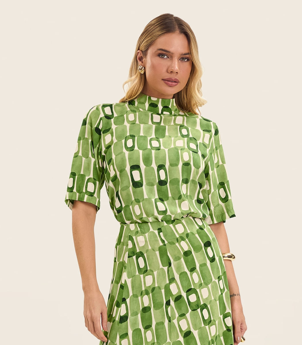 Blusa Feminina Estampada Gola Alta Endless Verde