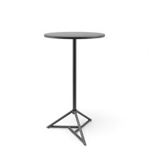Mesa Bistrô Dot Redonda Alta Preta 60x106cm em Aço e Madeira Plaxmetal