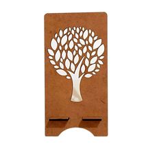 Porta Celular MDF Corte a Laser Suporte Smartphone Marrom Lenobre