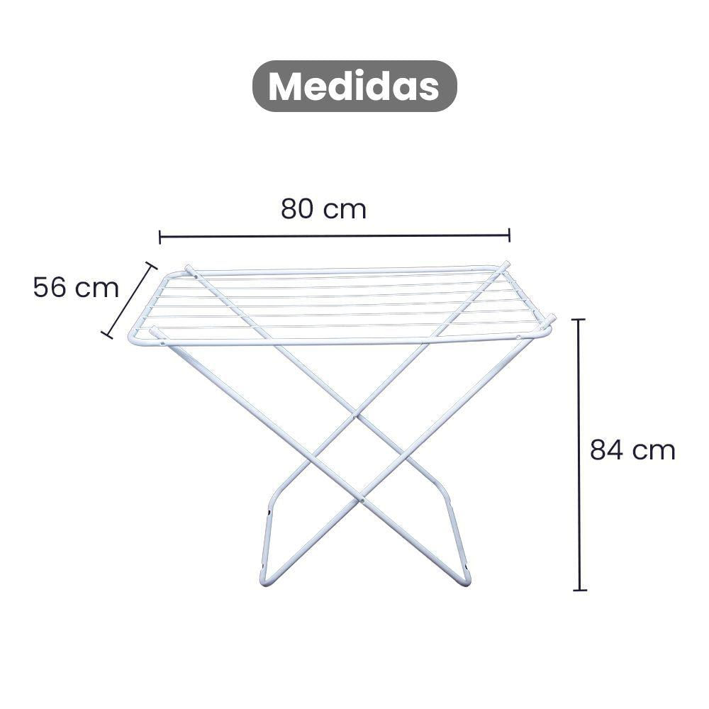 Varal De Chão Sem Abas Retrátil Dobrável Reforçado Branco 80 Cm - Gudim