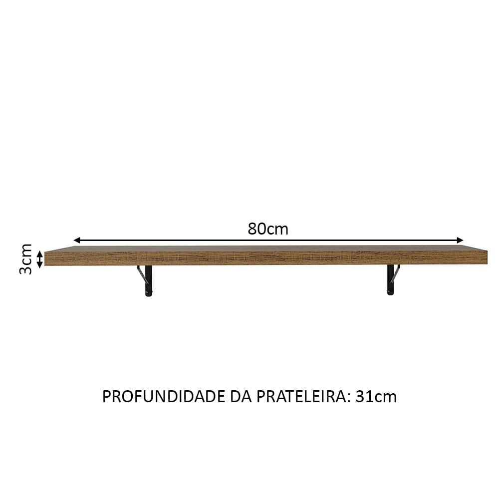 Kit 2 Prateleiras Suspensas para Cozinha Madesa 80 cm com Mão Francesa - Rustic Rustic