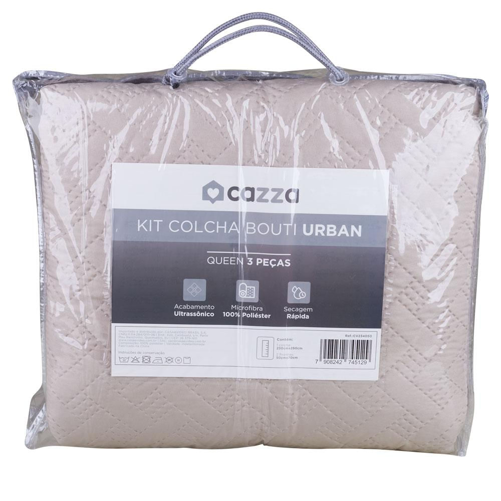 Kit Colcha Queen Ultrassônico Cazza Urban Taupe