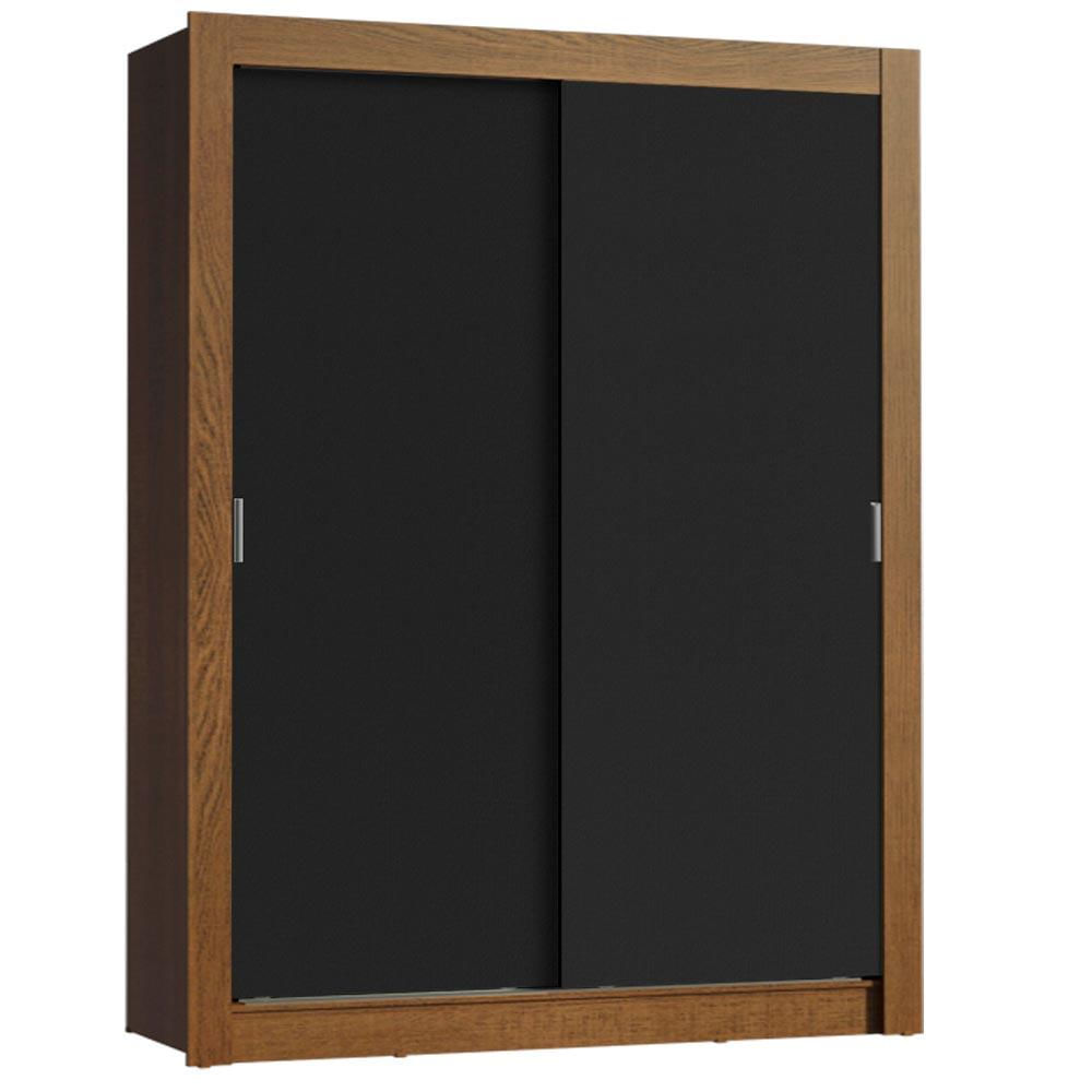 Guarda-Roupa Solteiro Madesa Denver 2 Portas de Correr - Rustic/Preto Rustic/Preto