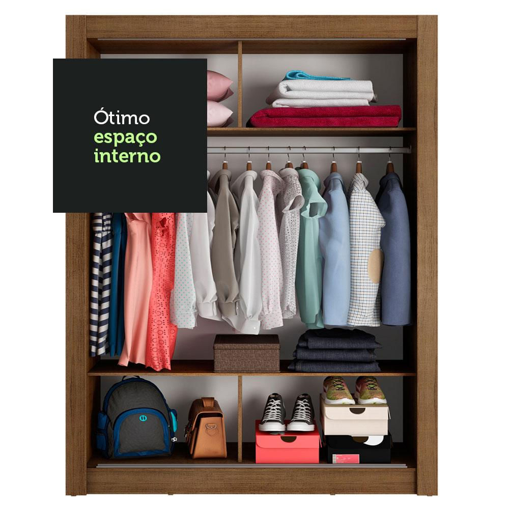 Guarda-Roupa Solteiro Madesa Denver 2 Portas de Correr - Rustic/Preto Rustic/Preto