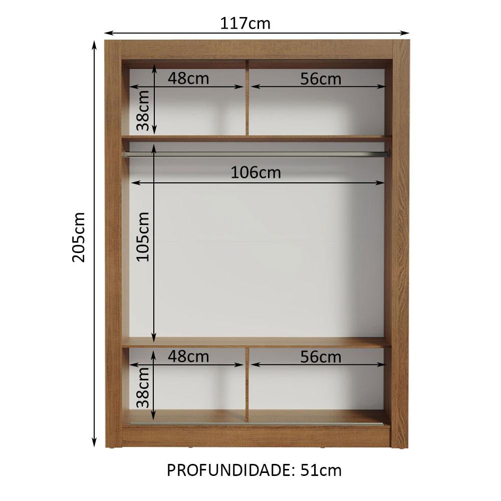 Guarda-Roupa Solteiro Madesa Denver 2 Portas de Correr - Rustic/Preto Rustic/Preto