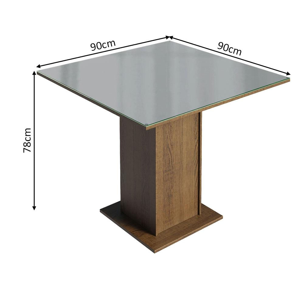 Mesa de Jantar Quadrada Tampo de Vidro Madesa 5363 - Rustic/Cinza Rustic/Cinza