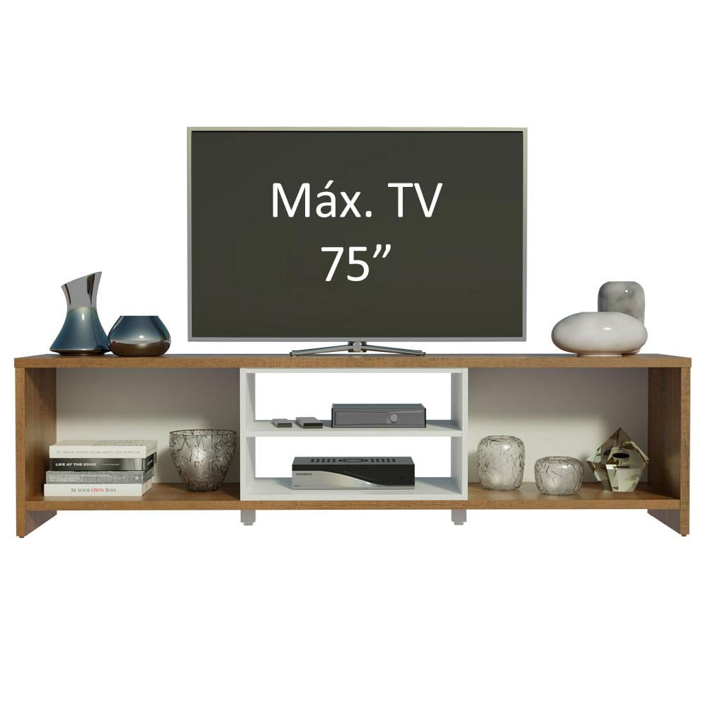 Rack para TV até 75 Polegadas Madesa Metz 180 cm 2 portas - Rustic/Branco Rustic/Branco