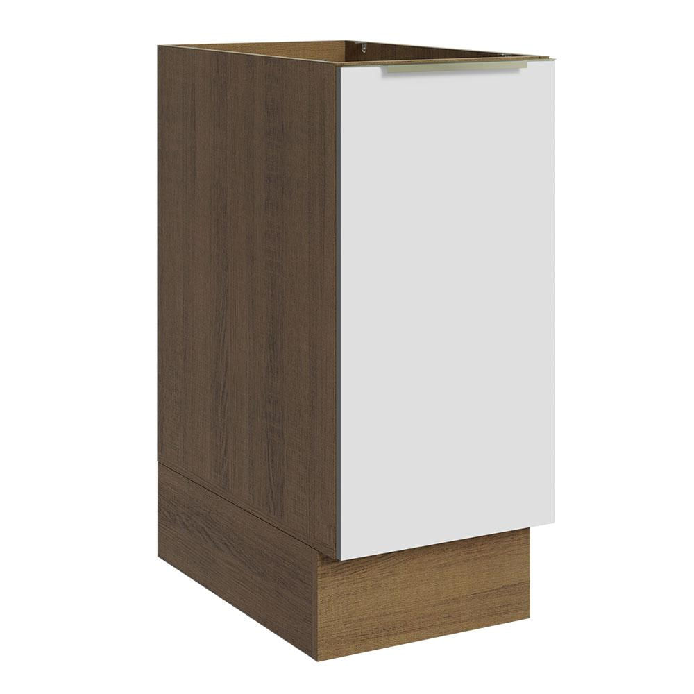 Balcão Madesa Lux 35 cm 1 Porta (Sem Tampo) - Rustic/Branco Veludo