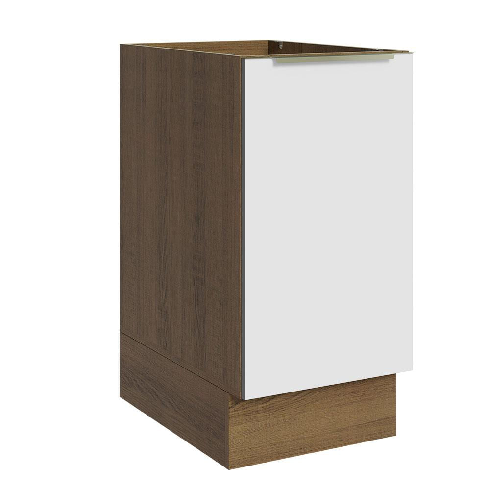 Balcão Madesa Lux 40 cm 1 Porta (Sem Tampo) - Rustic/Branco Veludo