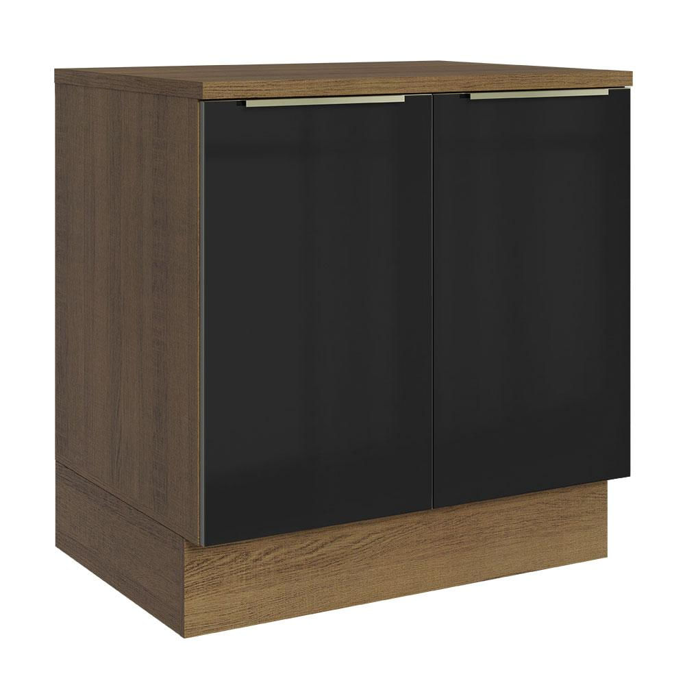 Balcão 80 cm 2 Portas Rustic/Preto Lux Madesa