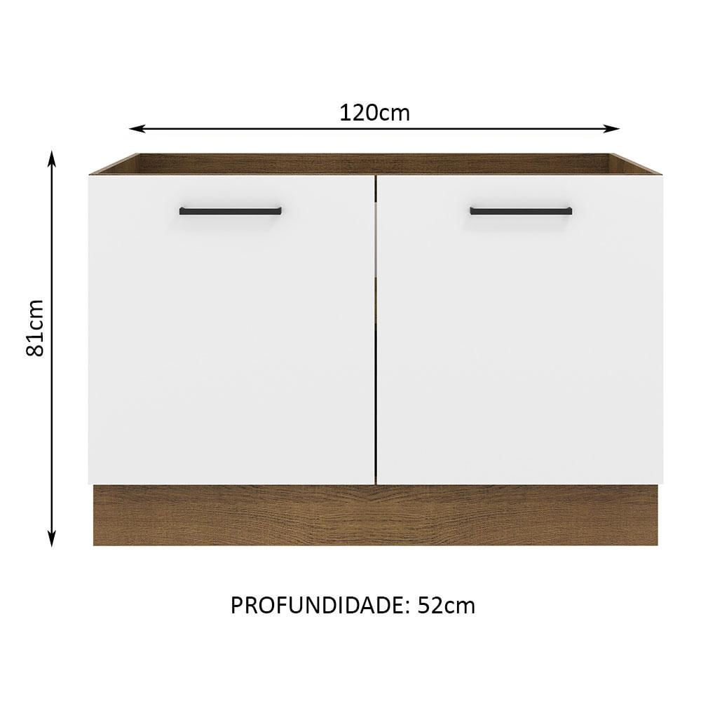 Balcão de Pia Madesa Agata 2 Portas - Rustic/Branco Rustic/Branco