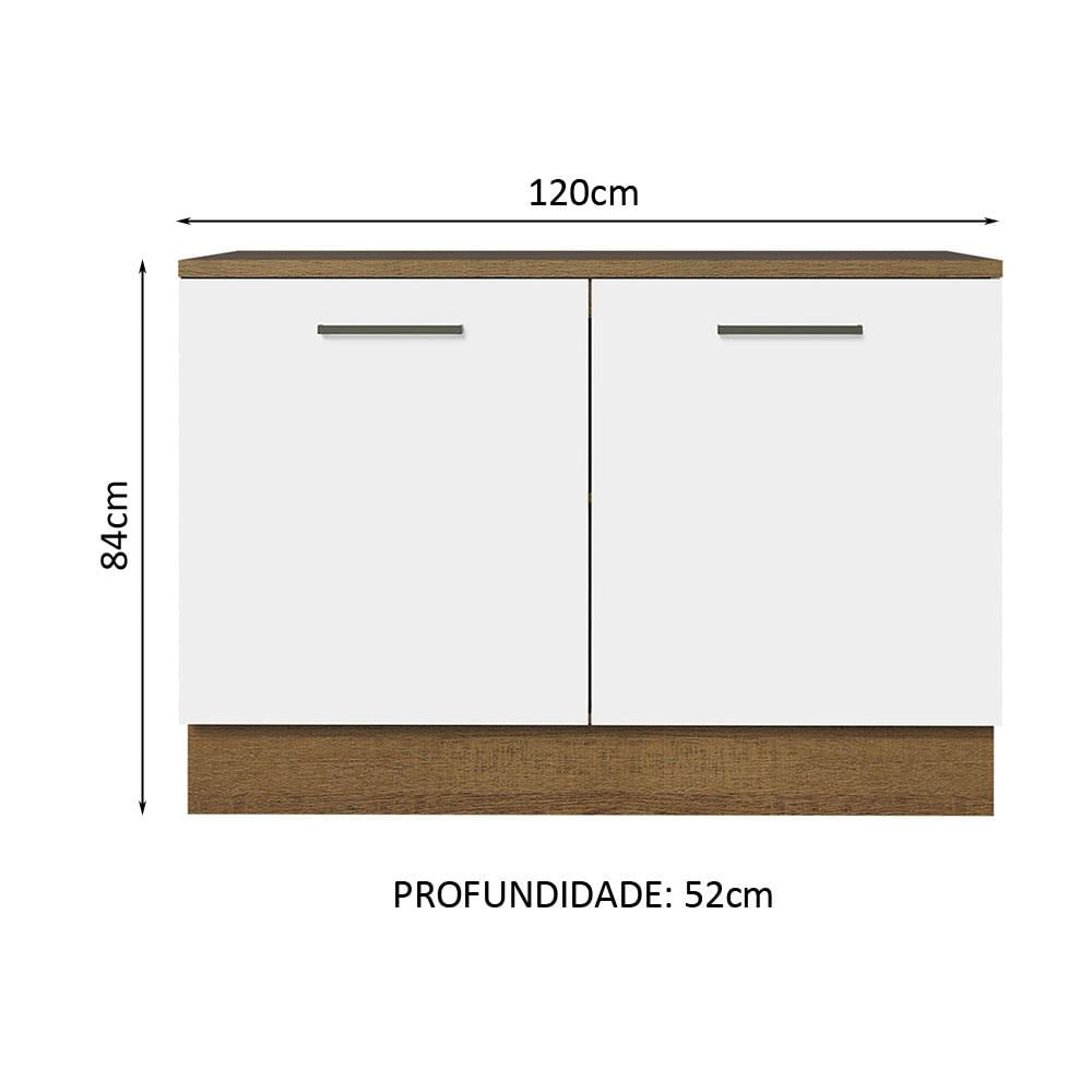 Balcão de Pia Cozinha 2 Portas (Com Tampo) Rustic/Branco Agata Madesa Rustic/Branco