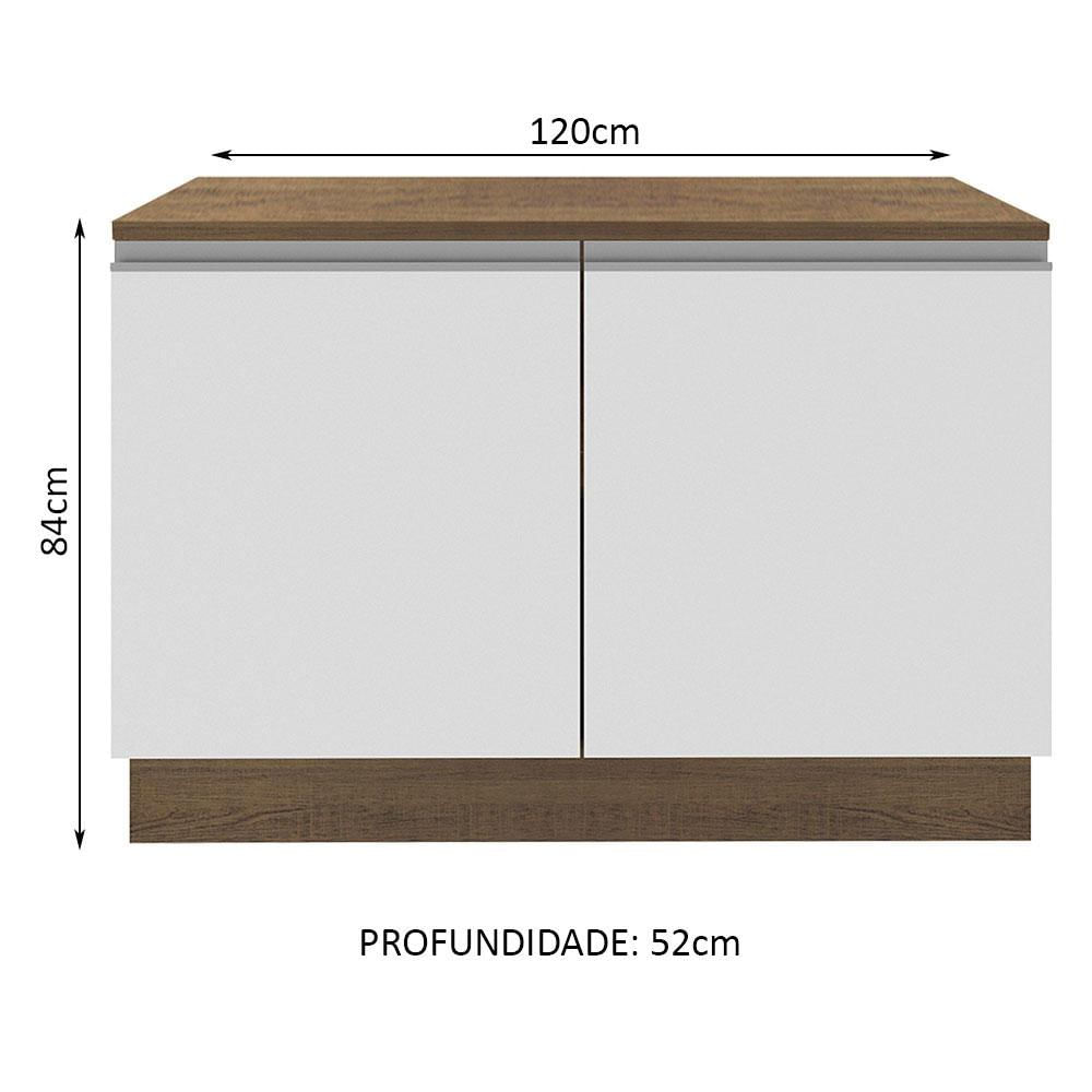 Balcão Madesa Glamy 120 cm 2 Portas (Com Tampo) - Rustic/Branco Rustic/Branco