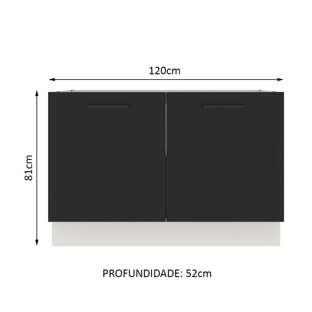 Balcão de Pia Madesa Agata 2 Portas - Branco/Preto Branco/Preto