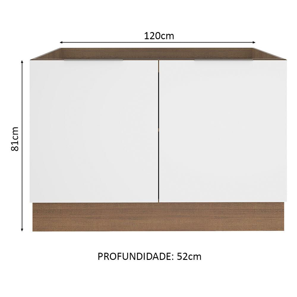 Balcão de Pia Madesa Stella 2 Portas - Rustic/Branco Rustic/Branco