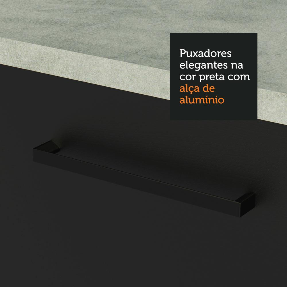 Balcão de Pia Madesa Agata 2 Portas - Branco/Preto Branco/Preto