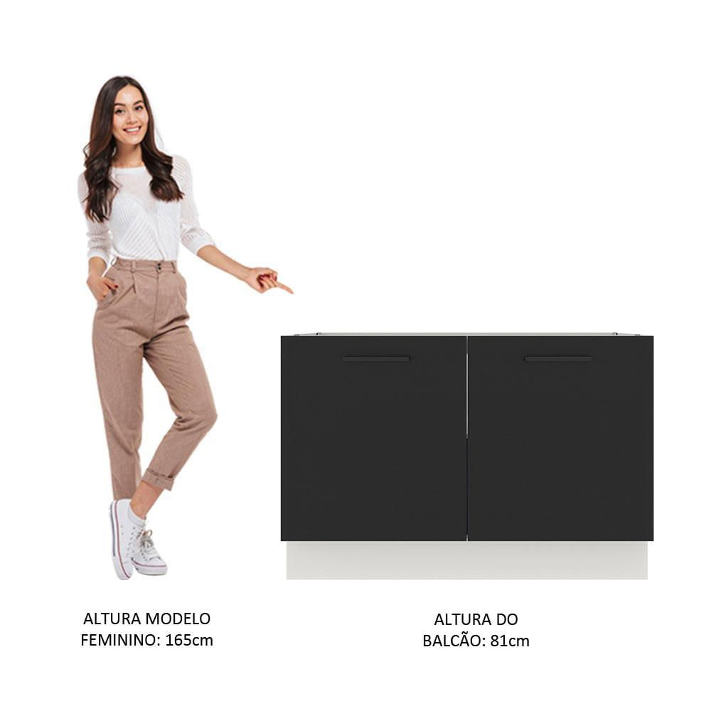 Balcão de Pia Madesa Agata 2 Portas - Branco/Preto Branco/Preto