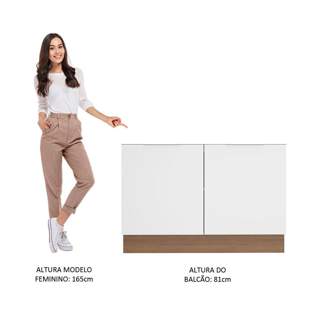 Balcão de Pia Madesa Stella 2 Portas - Rustic/Branco Rustic/Branco