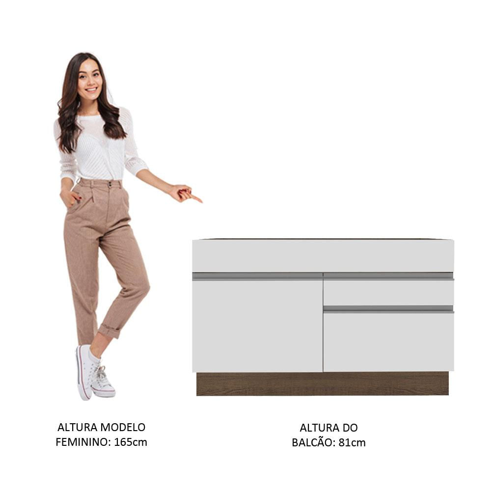 Balcão Gabinete de Pia Madesa Glamy 1 Porta e 2 Gavetas - Rustic/Branco Rustic/Branco