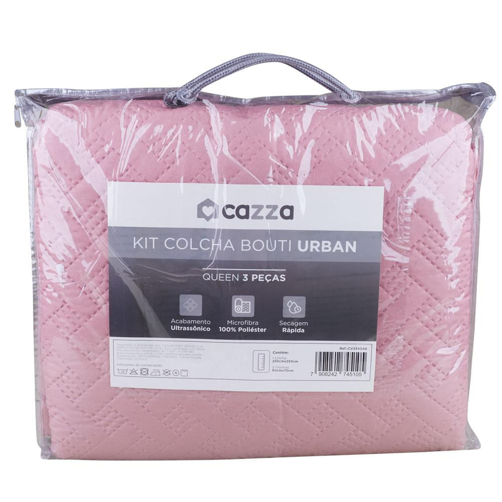 Kit Colcha Queen Ultrassônico Cazza Urban Rosa