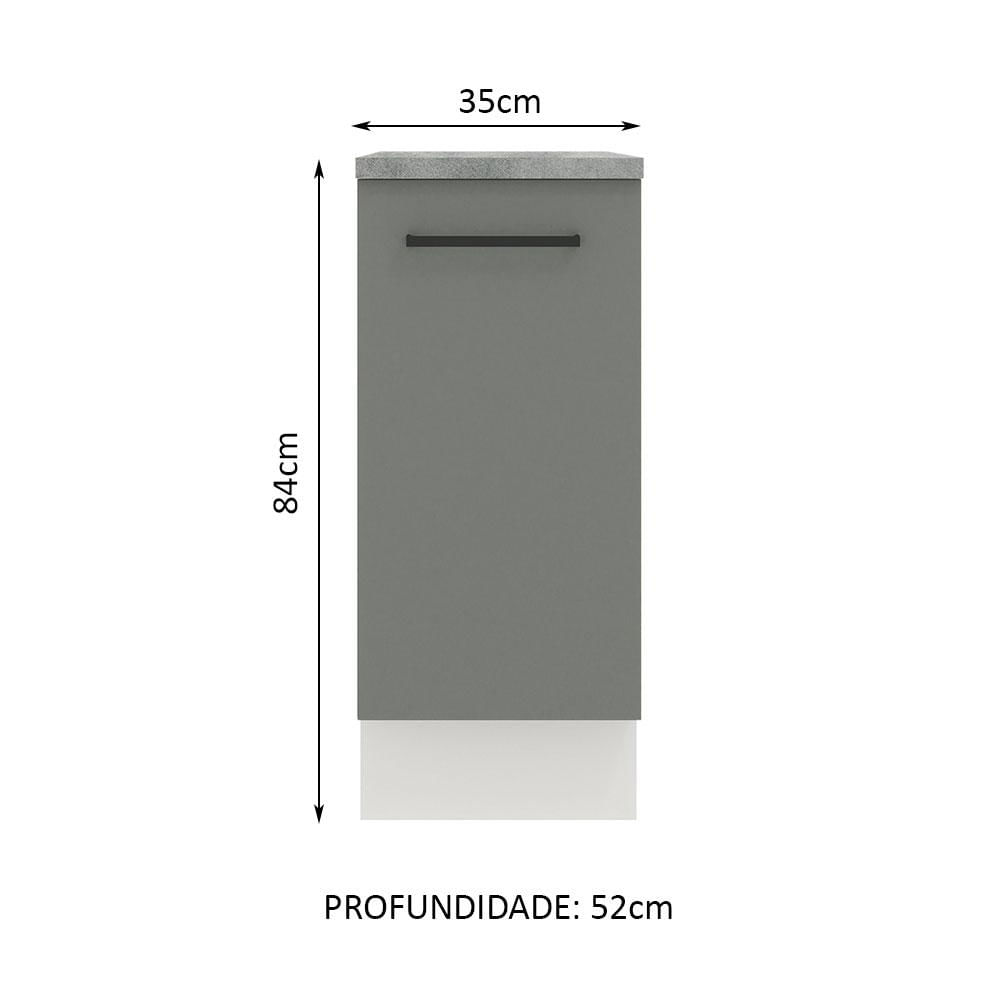 Balcão Madesa Agata 35 cm 1 Porta - Branco/Cinza Branco/Cinza