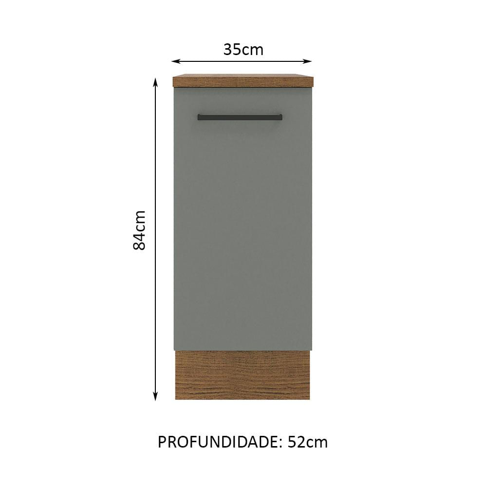 Balcão Madesa Agata 35 cm 1 Porta - Rustic/Cinza Rustic/Cinza