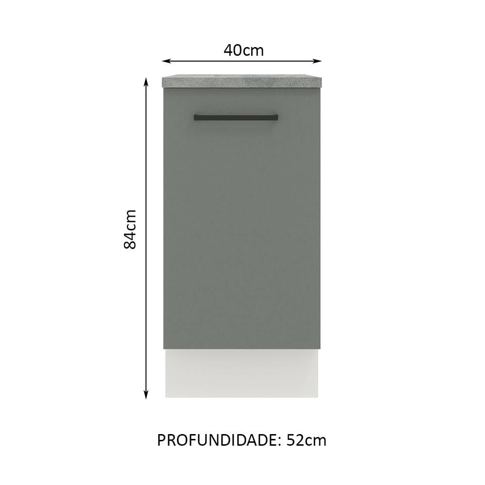 Balcão Madesa Agata 40 cm 1 Porta - Branco/Cinza Branco/Cinza