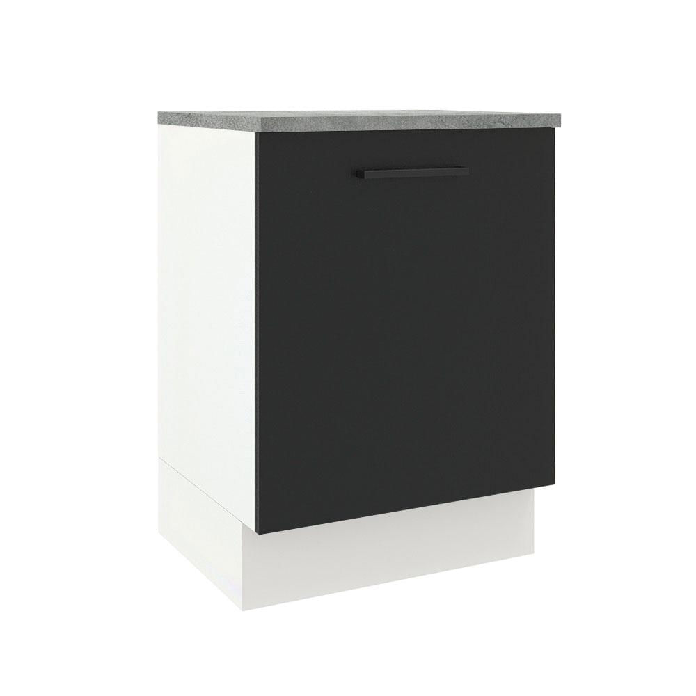 Balcão Madesa Agata 60 cm 1 Porta - Branco/Preto