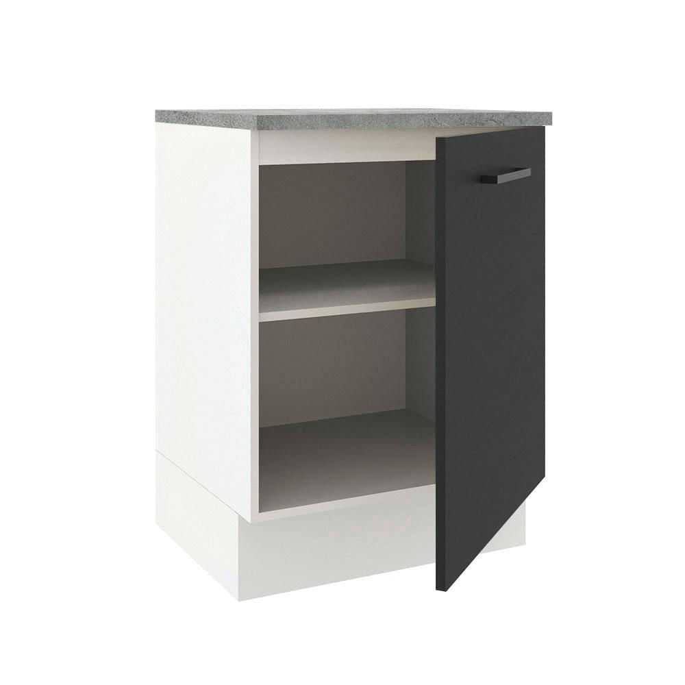 Balcão Madesa Agata 60 cm 1 Porta - Branco/Preto Branco/Preto