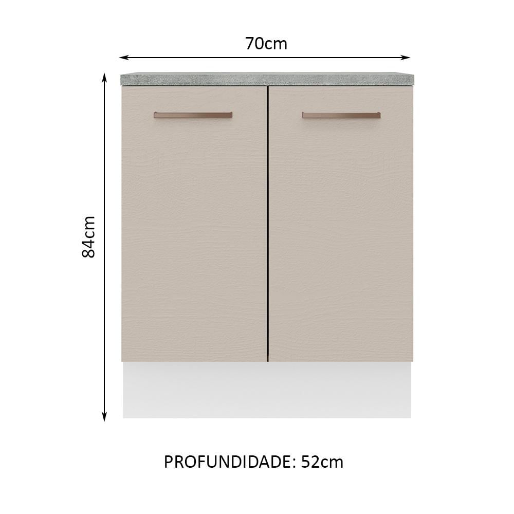 Balcão de Cozinha 70 cm 2 Portas Branco/Crema Agata Madesa Branco/Crema