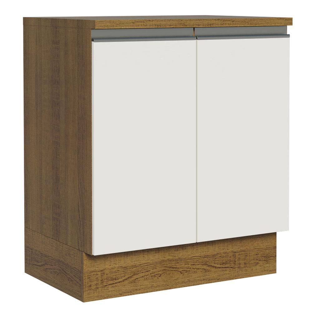 Balcão de Cozinha Madesa Glamy 70 cm 2 Portas - Rustic/Branco Rustic/Branco