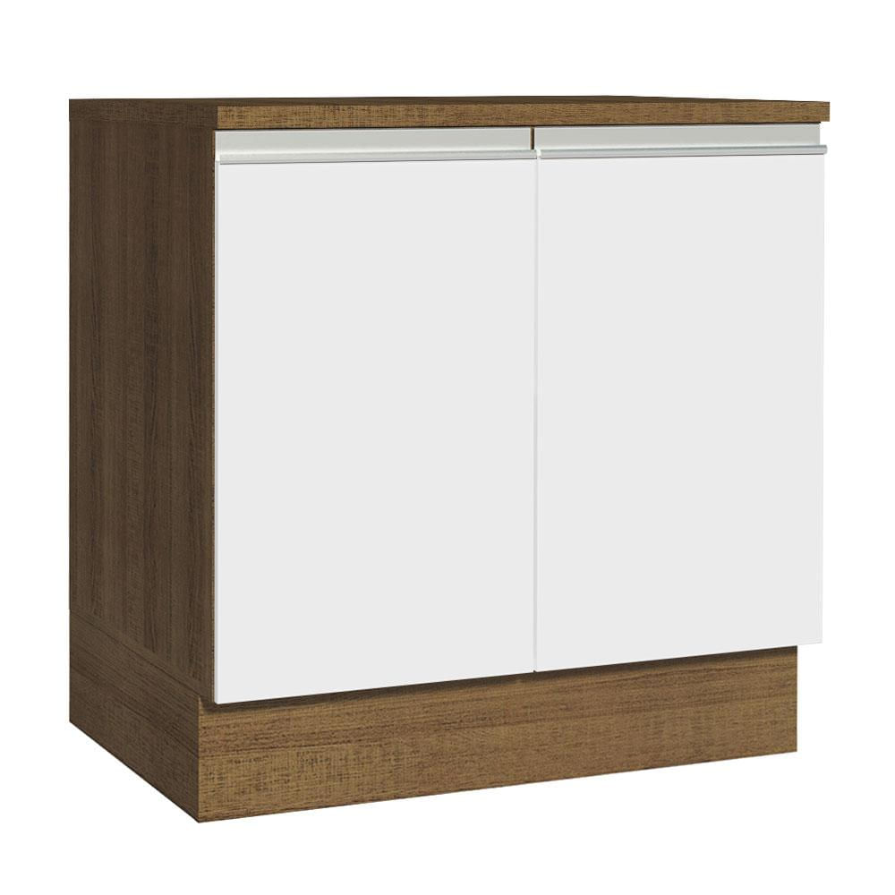 Balcão Madesa Glamy 80 cm 2 Portas - Rustic/Branco