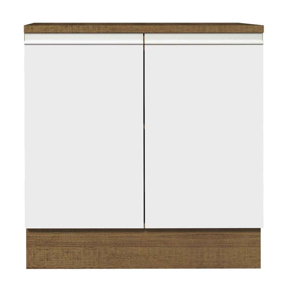 Balcão Madesa Glamy 80 cm 2 Portas - Rustic/Branco Rustic/Branco