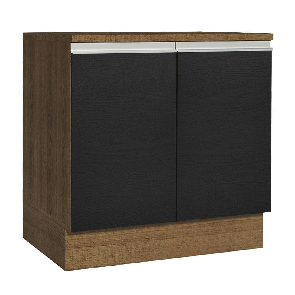 Balcão Madesa Glamy 80 cm 2 Portas - Rustic/Preto