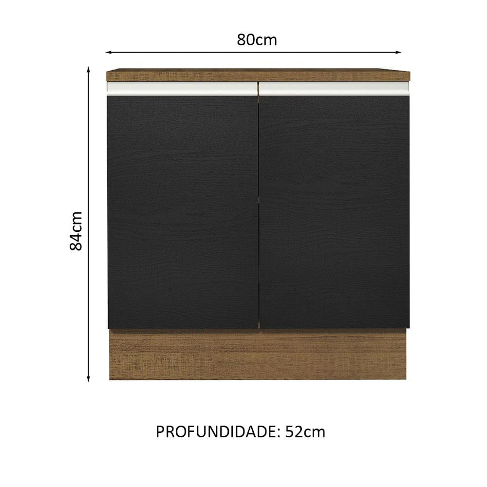 Balcão Madesa Glamy 80 cm 2 Portas - Rustic/Preto Rustic/Preto