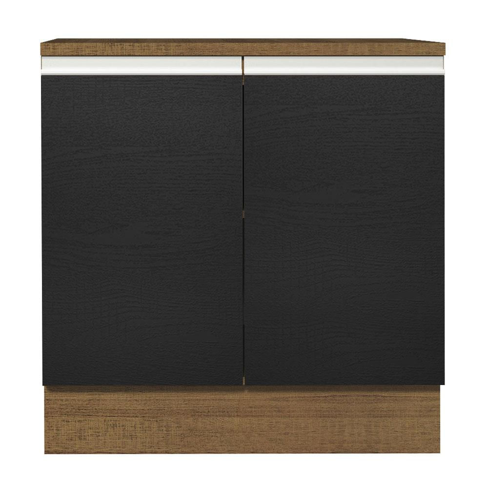 Balcão Madesa Glamy 80 cm 2 Portas - Rustic/Preto Rustic/Preto