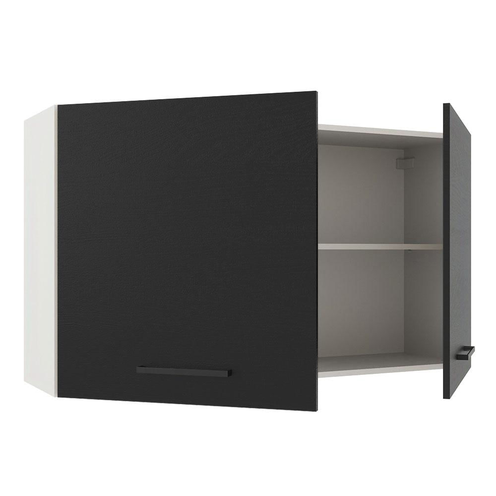 Armário Aéreo Madesa Agata 120 cm 2 Portas - Branco/Preto Branco/Preto